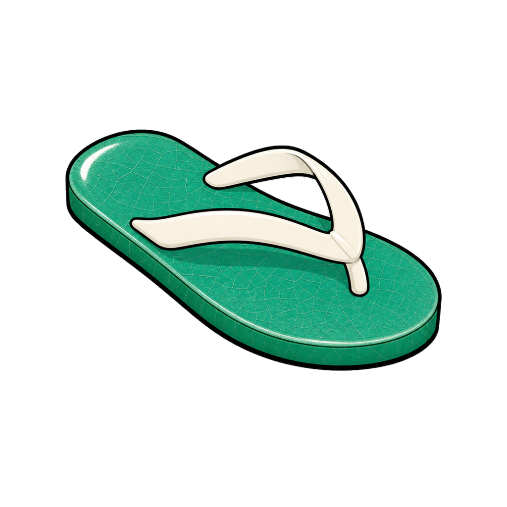 Ceramic sandal in emerald
