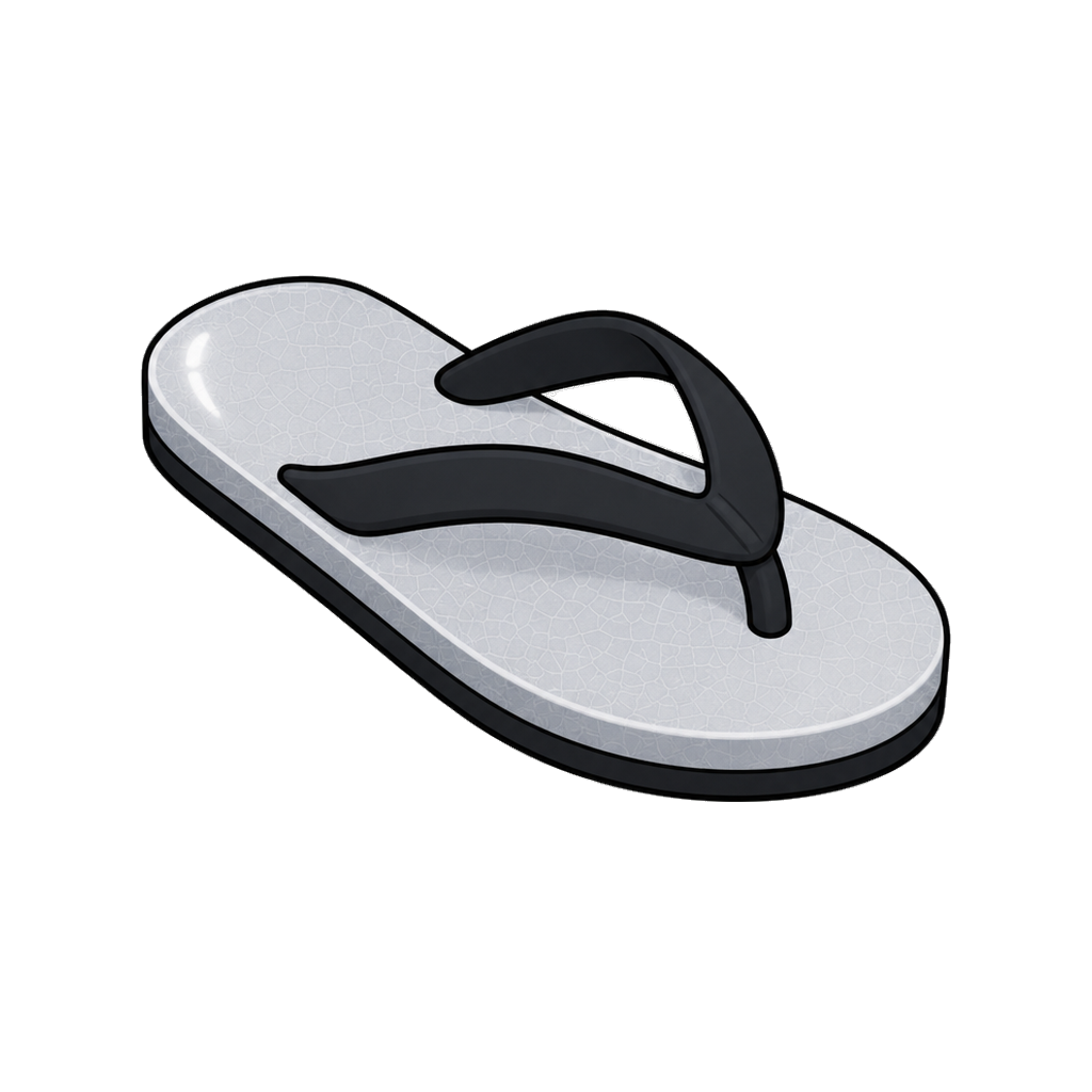 Ceramic sandal in silver