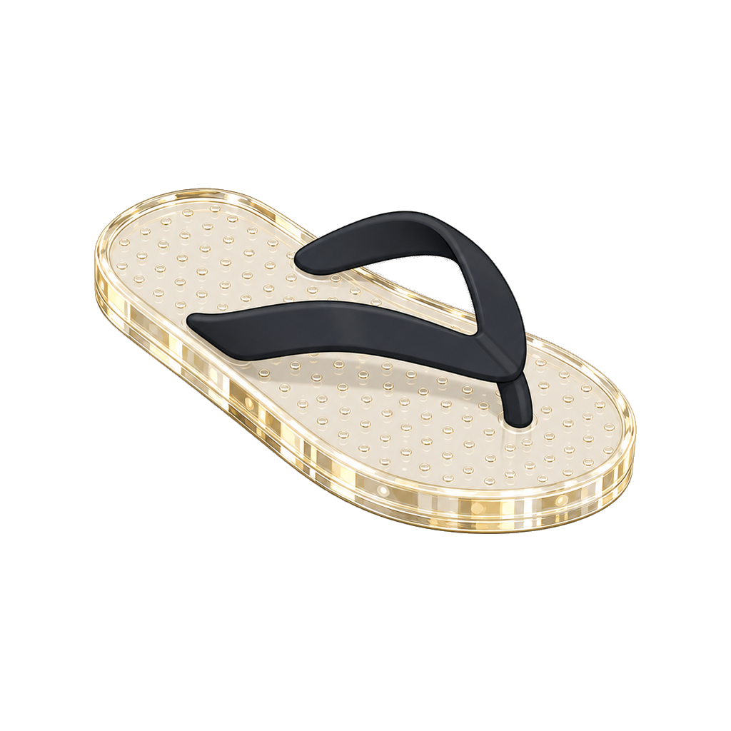 Glass sandal in amber