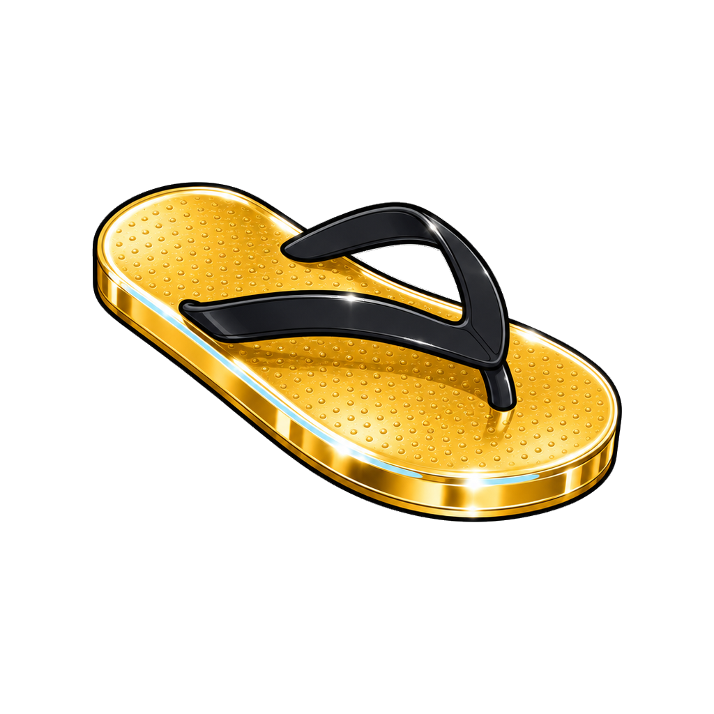Gold sandal in sky